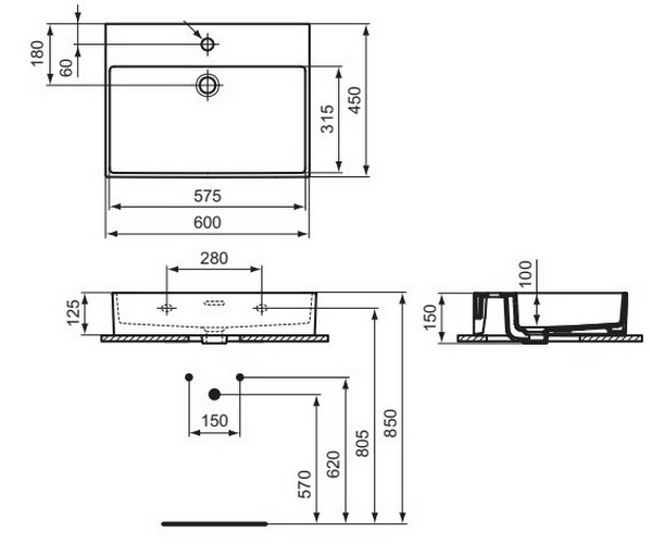 раковина IDEAL STANDARD EXTRA 60